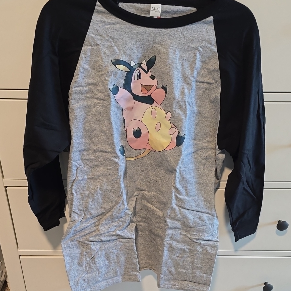 Pokemon Milktank Black and Gray Raglan Shirt